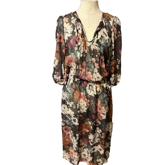 Sundance Dress 6 8 Petite Medium PM 3/4 Long Sleeve Sheer Silk Maxi - Picture 1 of 9
